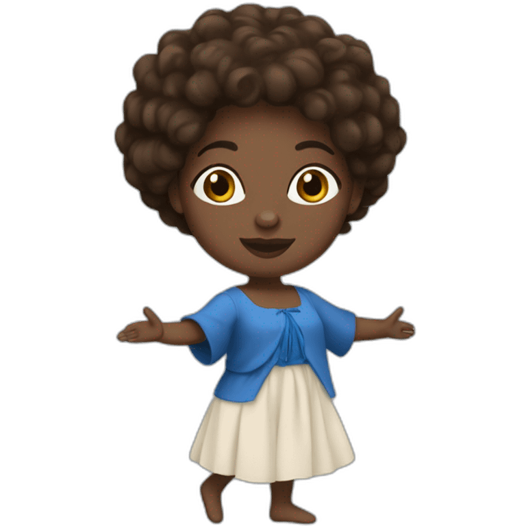 The folk french black woman dance, blue eyes, brown hair emoji