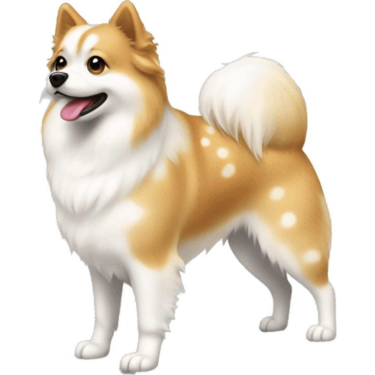 White and blonde spots spitz standing  emoji