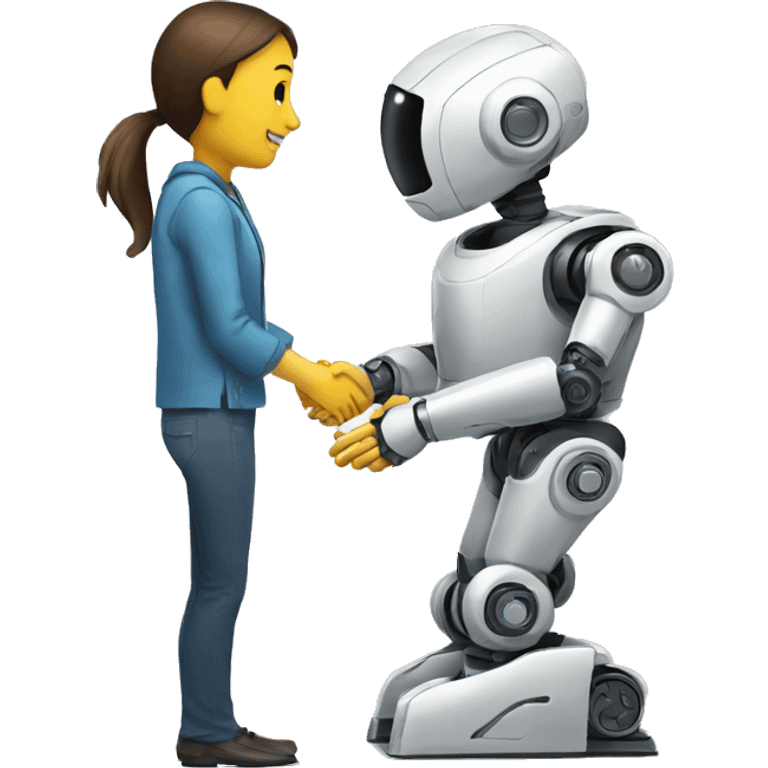 a person shaking the hand of a robot emoji