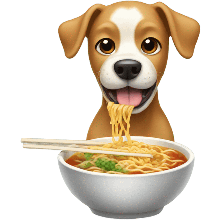 Dog eating ramen emoji