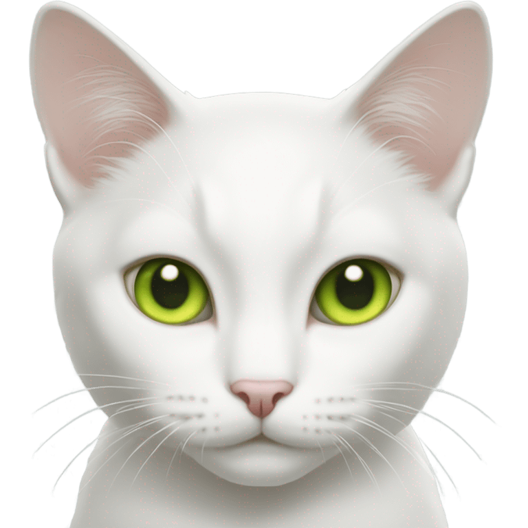 White cat with green yellowish eyes  emoji