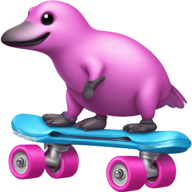 Blue Platypus wearing pink roller skates emoji