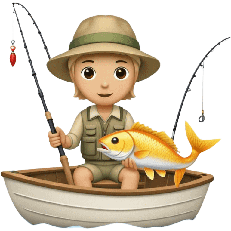 Person on boat catching a fish emoji