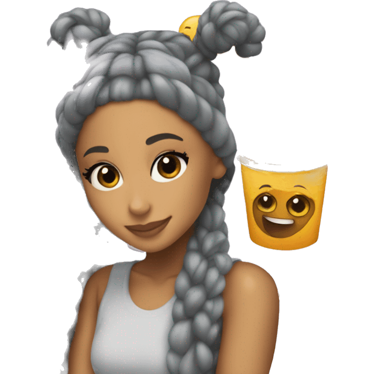 Ariana Grande with juice and cookie emoji