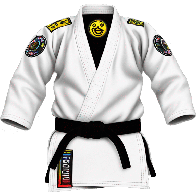 Back of a jiujitsu gi with “syndicate” logo emoji