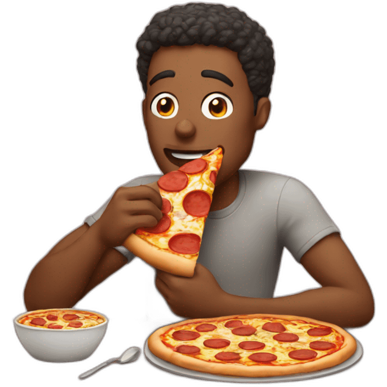 A man eats pizza emoji