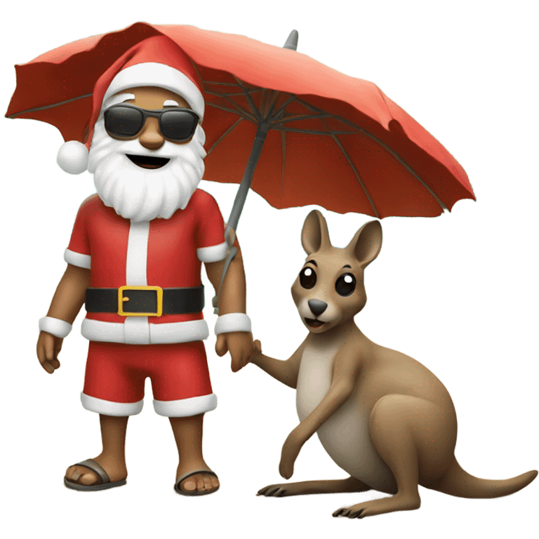 Beach Santa with kangaroo  emoji