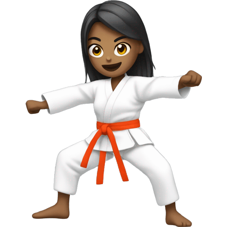 woman in karate uniform kicking emoji