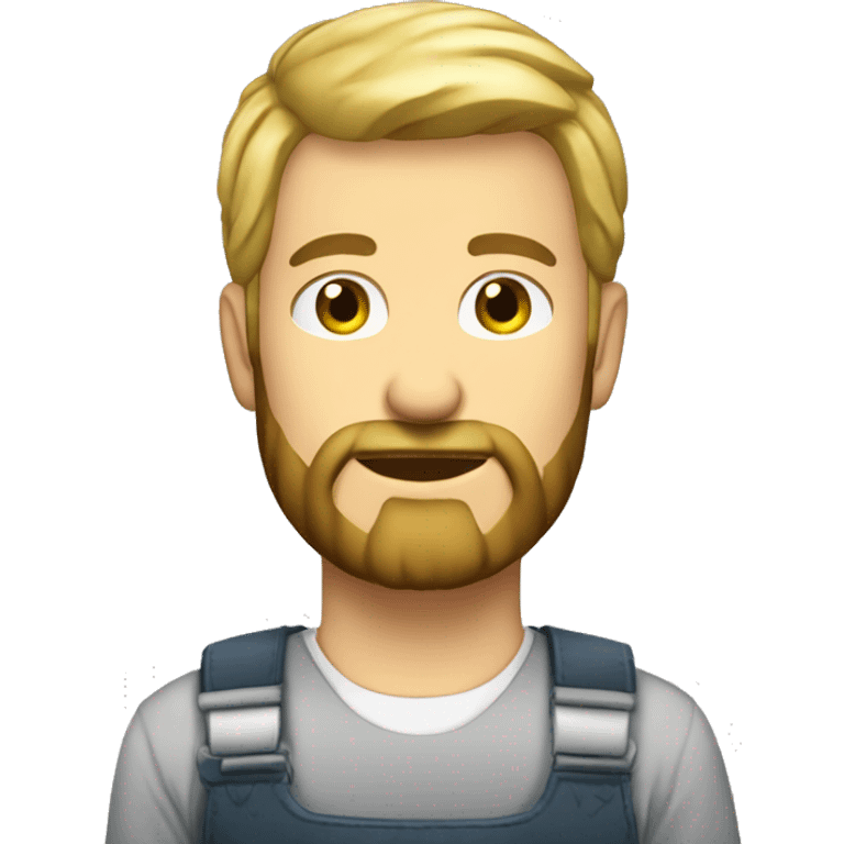 Homme aux yeux verts avec cheveux blond avec barbe et tenue de chantier emoji