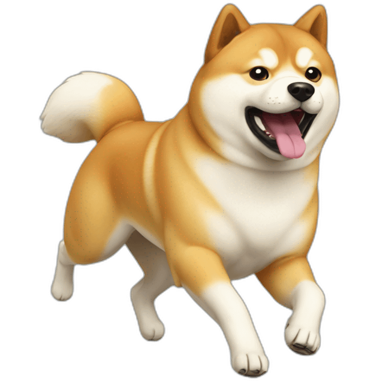 running fat Shiba dog emoji