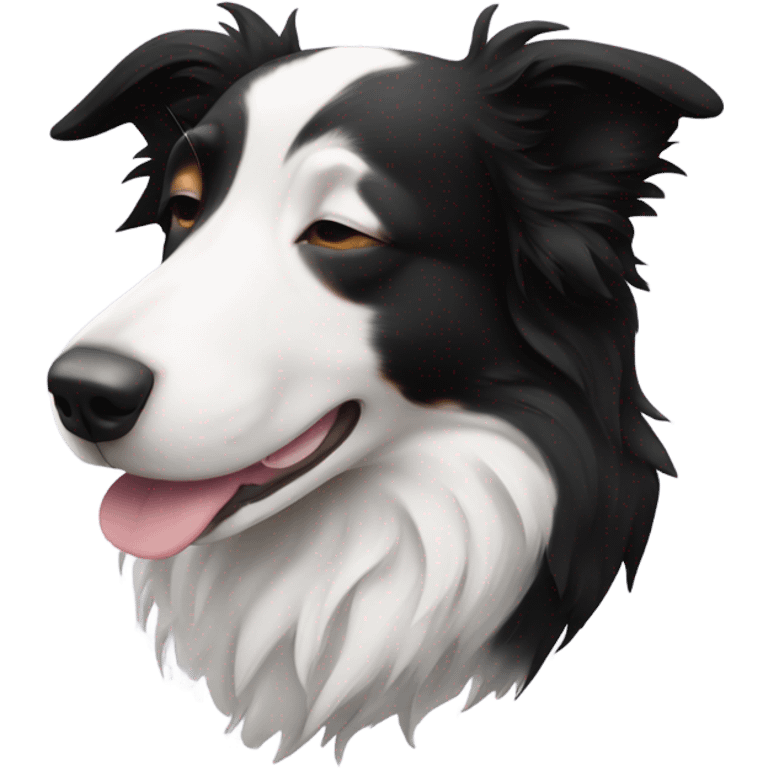 Sleeping black and white border collie emoji