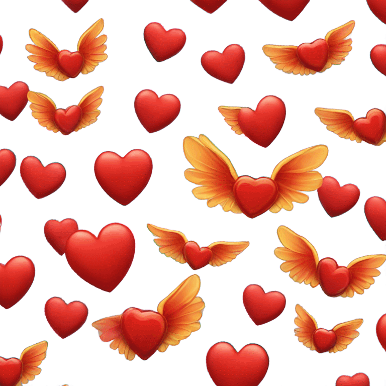 Red hearts with red angelic wings emoji