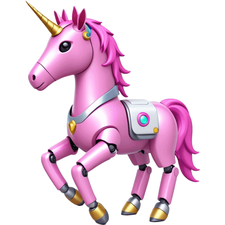 3d robotic unicorn in all pink suit emoji