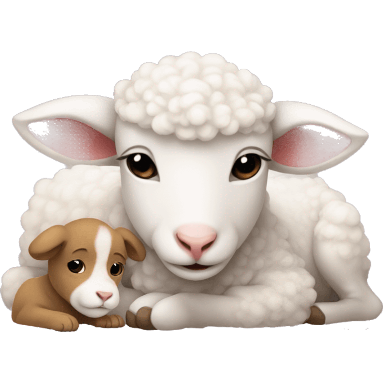 The lamb holds the puppy emoji