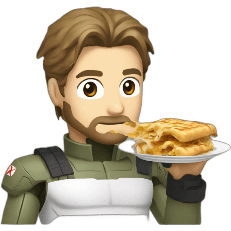 Croatian Solid Snake from Metal Gear Solid eating burek emoji