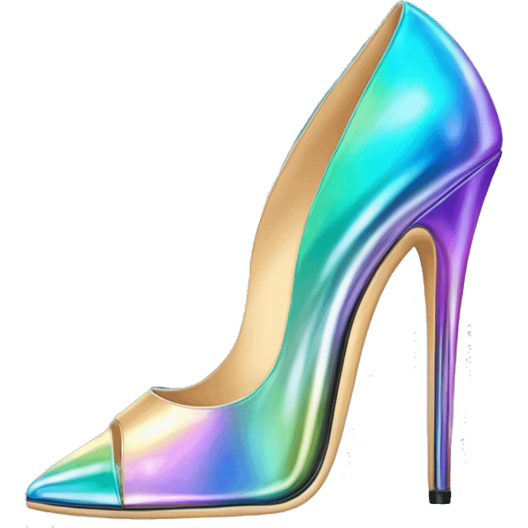 Realistic isolated top view of a pair of iridescent jimmy Choo stiletto high heel shoes. emoji