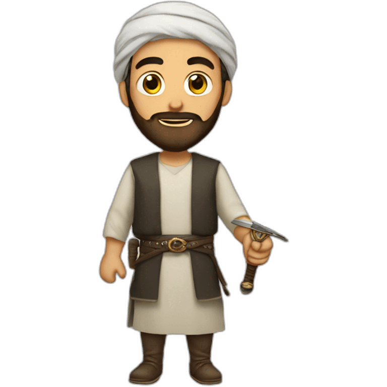 Arabic man with beard and sword emoji