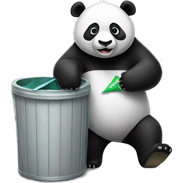 Panda with trash can emoji