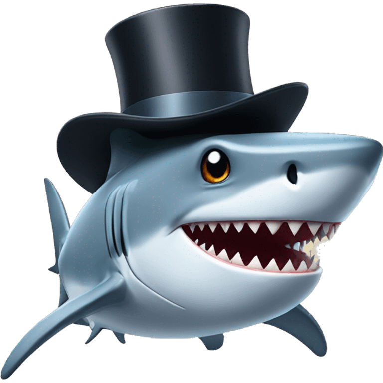 Shark with a top hat emoji