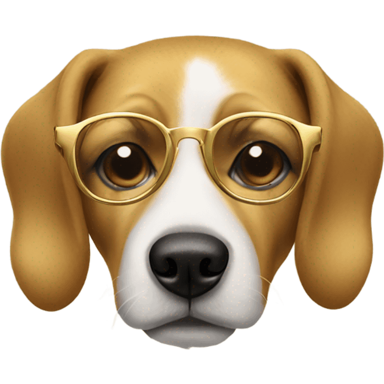 Dog in Gold glasses emoji