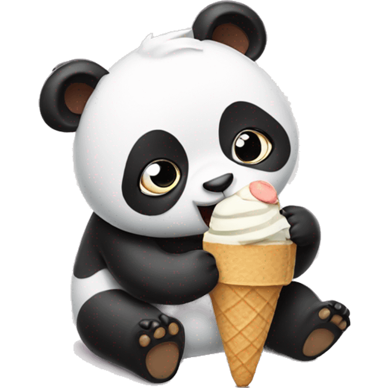 Panda eating ice cream emoji