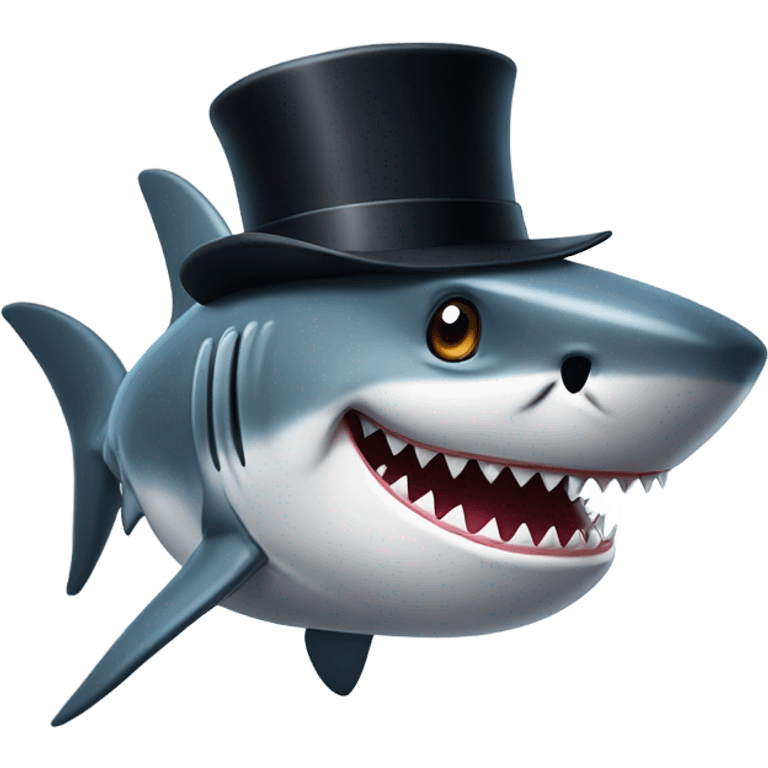 Shark with a top hat emoji