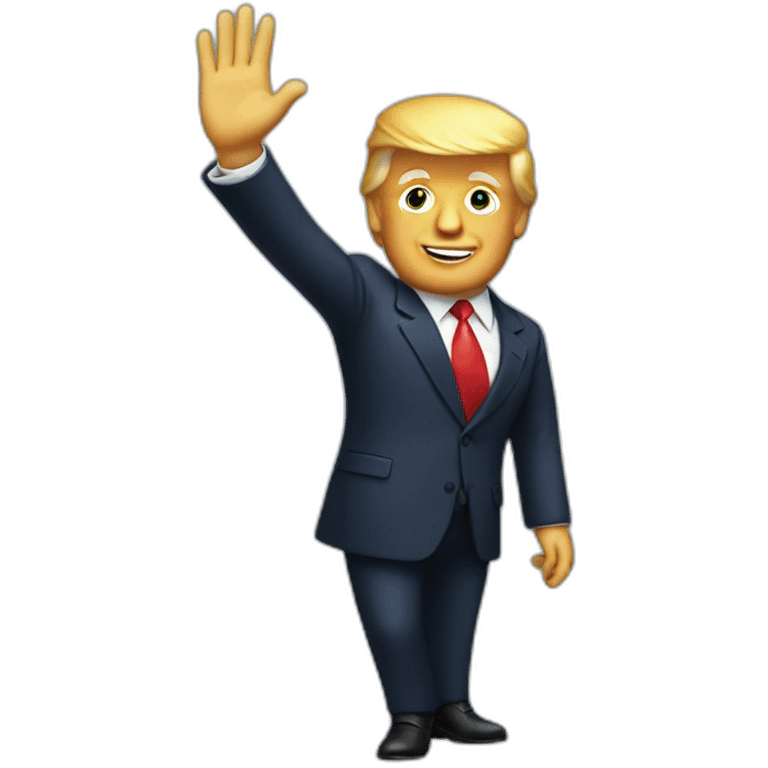 Donald Trump in suit waving emoji