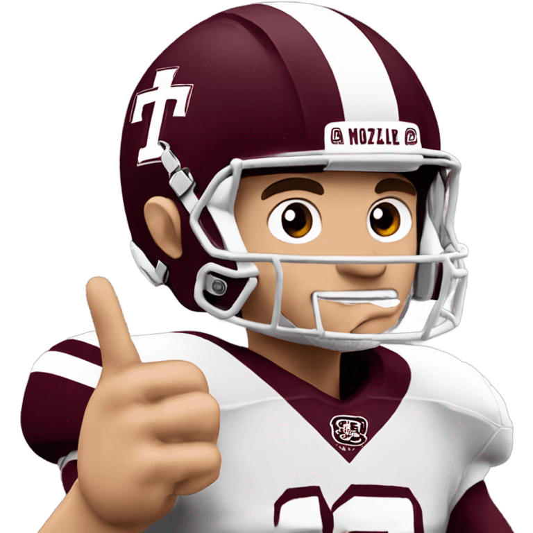 Johnny manziel in a Texas a&m maroon uniform holding up one thumb  emoji