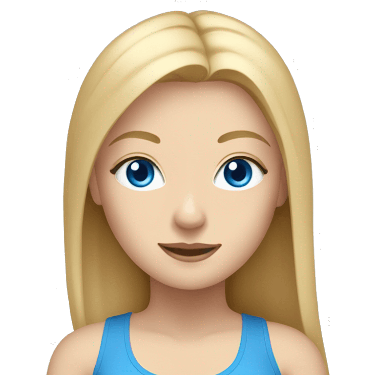 white woman with long blonde hair, blue eyes and cat shaped eyes wearing a yoga outfit  emoji