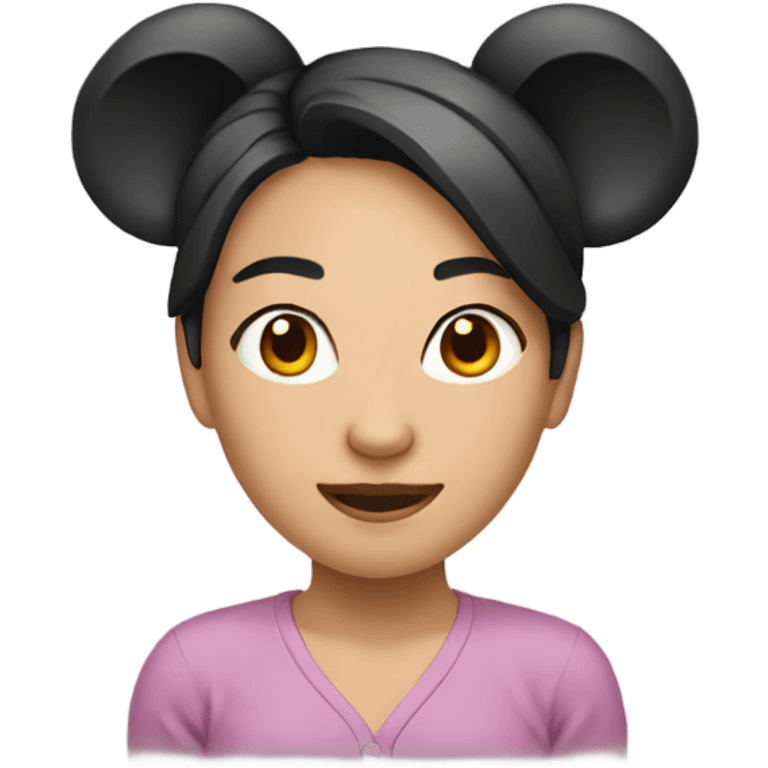 Beautiful asian girl with mouse ears emoji