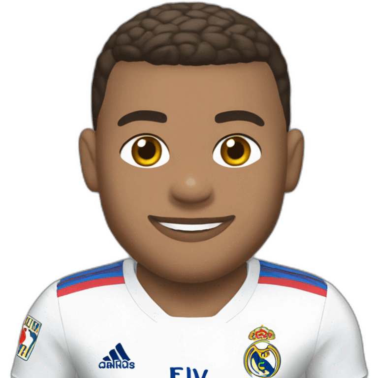 Kylian Mbappé avec un maillot réal Madrid emoji