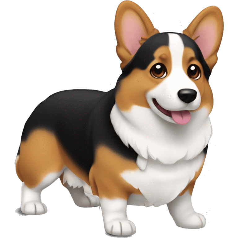 Mostly black tri color corgi  emoji