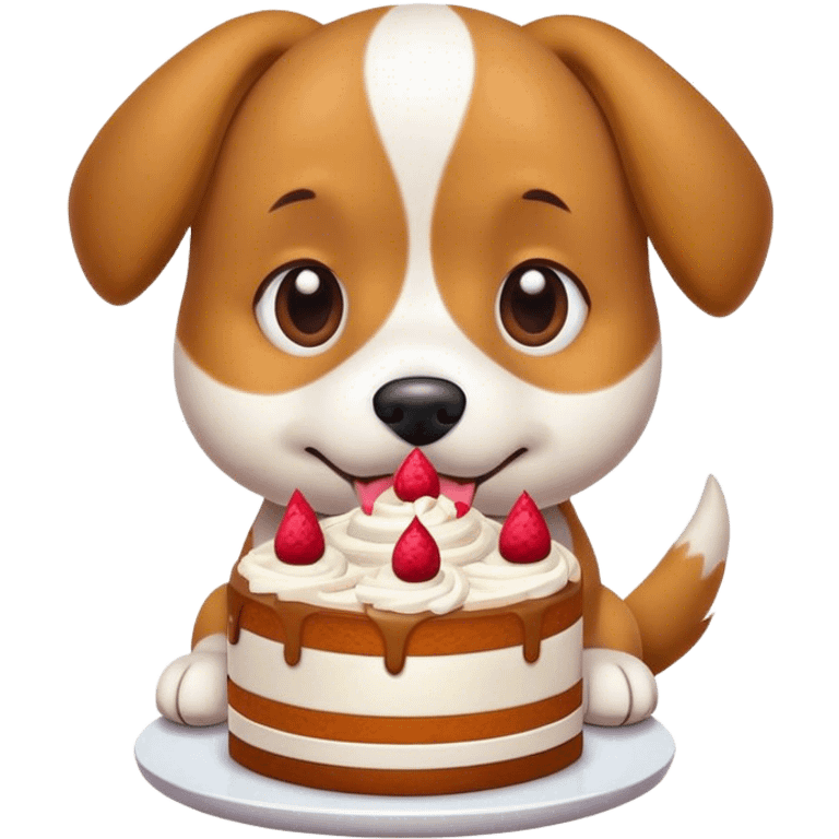 Dog holds a cake emoji