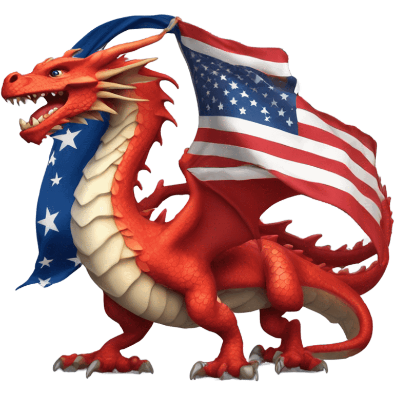 Dragon holding American flag emoji