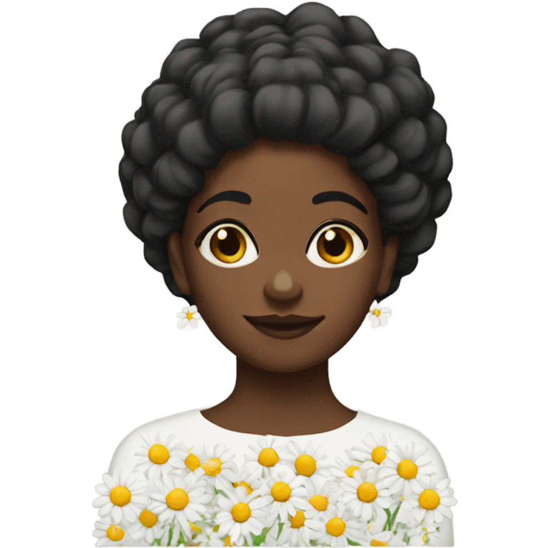 Black girl with daisies emoji