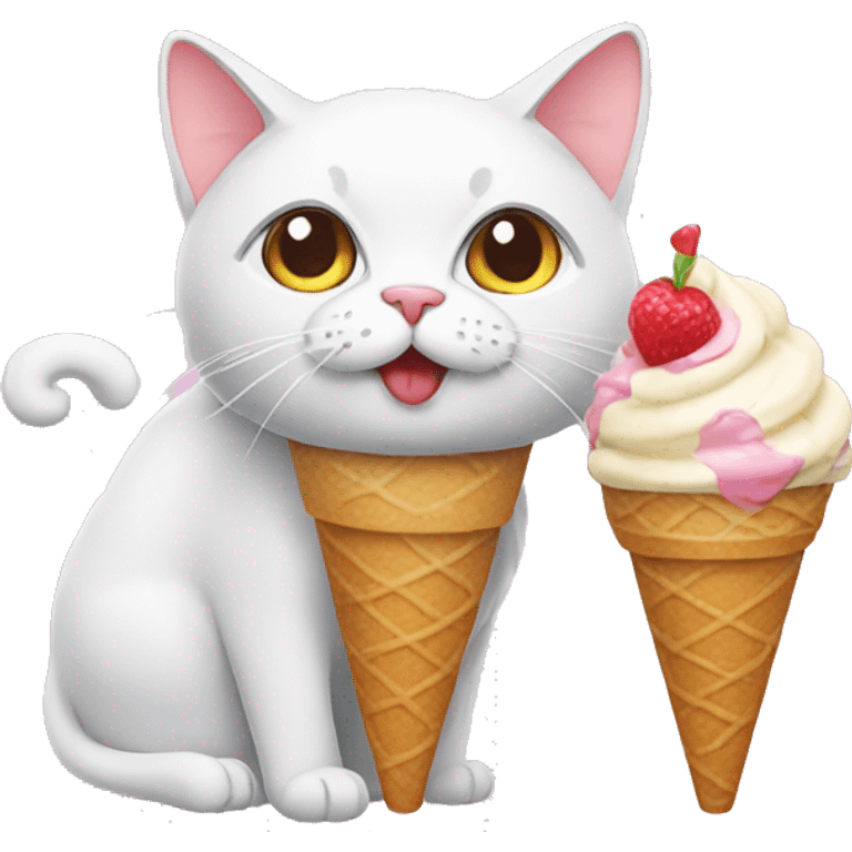 Cat whit a ice cream emoji