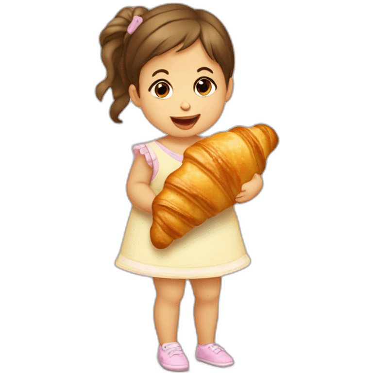 Bébé fille mange un croissant  emoji