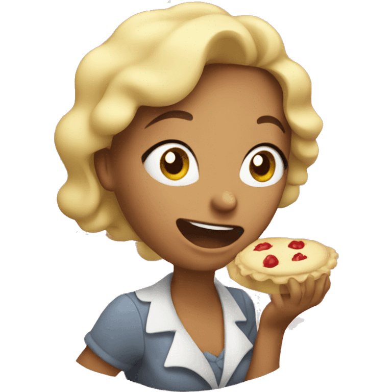 woman eating pie emoji