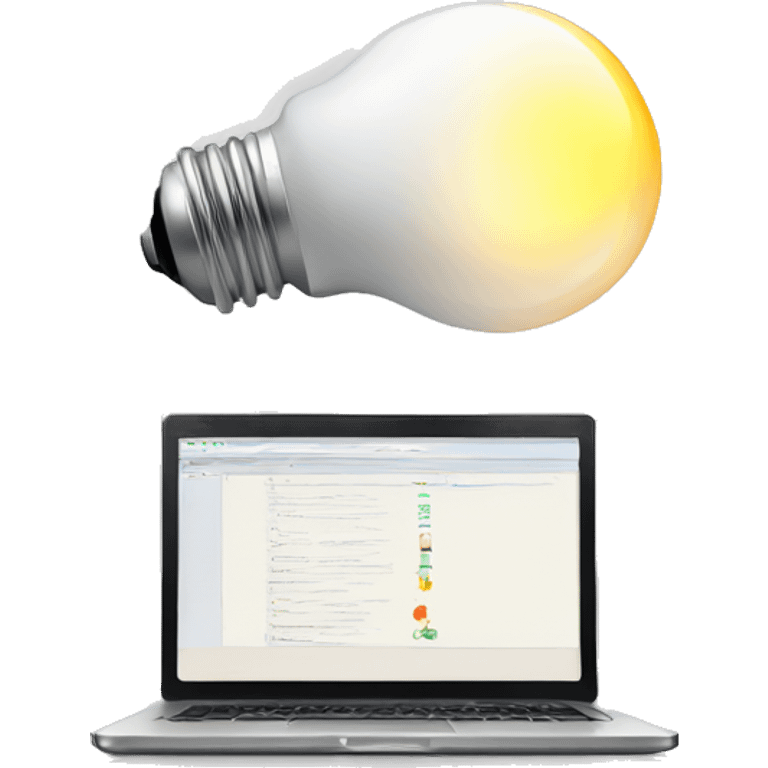 computer, light bulb, inspiration, concentration, creativity emoji