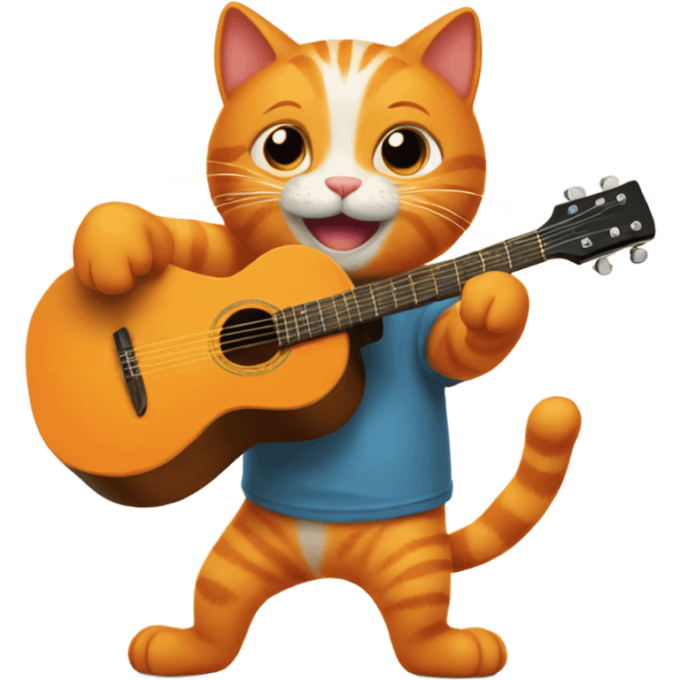 Orange cat playing guitar emoji