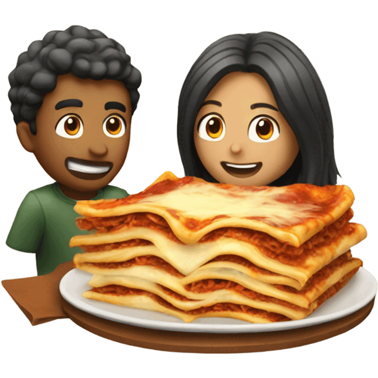 guy and girl eating lasagna together  emoji