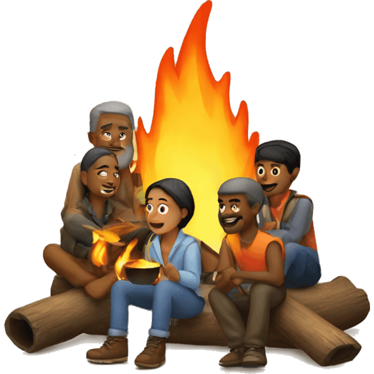 people sitting at a campfire emoji