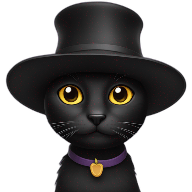 Black cat with hat emoji