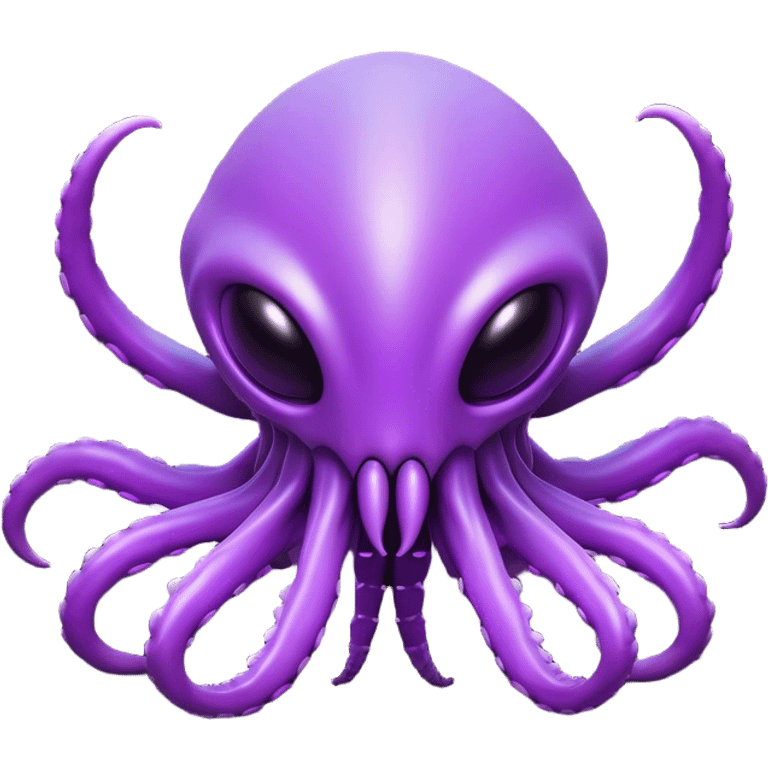 Clash of Clans aesthetic: Cinematic Playful Zerg Alien Emoji, rendered in a 3D vector-style similar to standard emojis with minimal shading and bold, simplified shapes. A compact, isometric, otherworldly creature with insectoid, organic details and subtle, eerie tentacles, softly glowing with a sinister alien charm. Simplified yet unmistakably iconic, highly detailed and consistent, glowing with a soft, spectral radiance and high shine. Stylized with a touch of bio-engineered mischief and a soft glowing outline, capturing the essence of a fearsome extraterrestrial menace with a playful twist! emoji