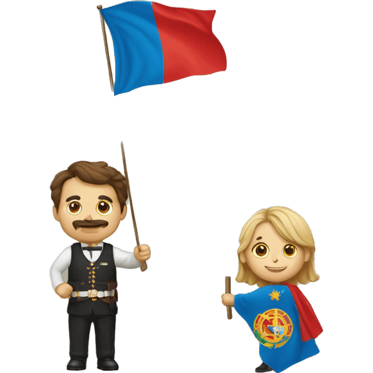 un français et une portugaise qui portent le drapeau Allemand emoji