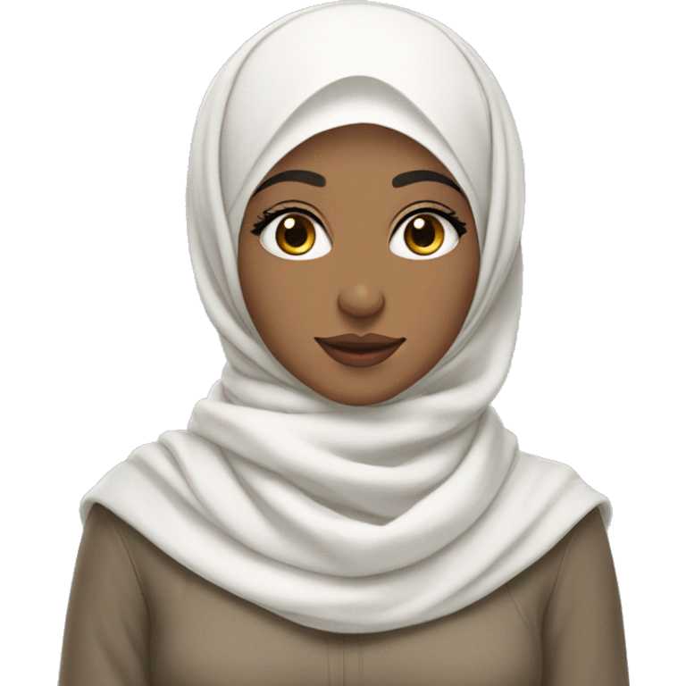 cute hijabi in a white hijab with winter makeup with winter clothes  emoji