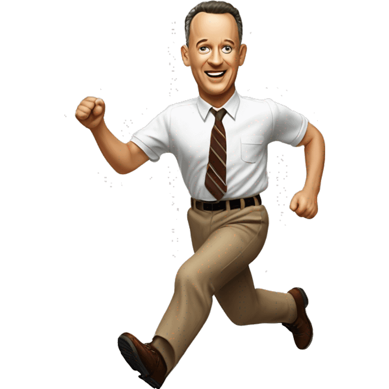 Tom Hanks as Forrest Gump running, with a large stride and arms outstretched emoji