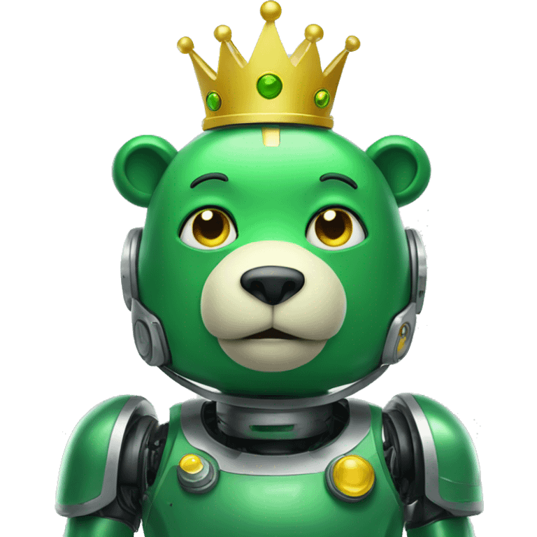 Green bear robot with yellow crown emoji