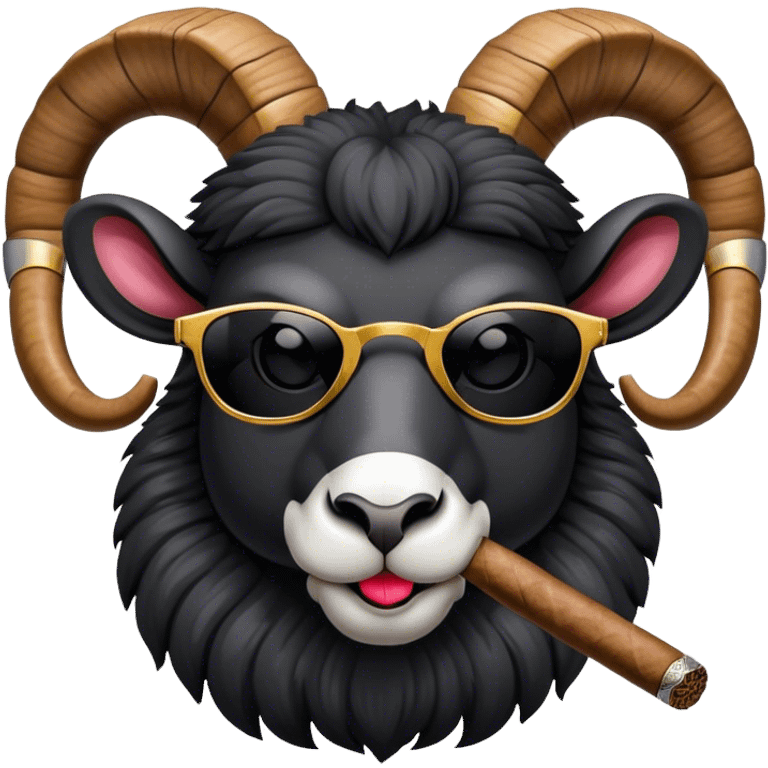 Big Black ram sunglasses head smoking cigar emoji