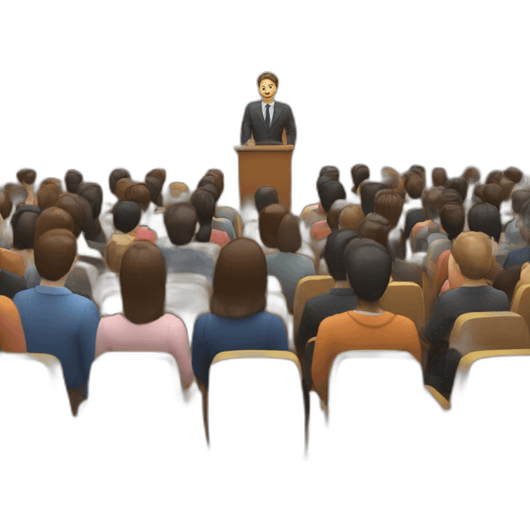 public speaker with audience emoji